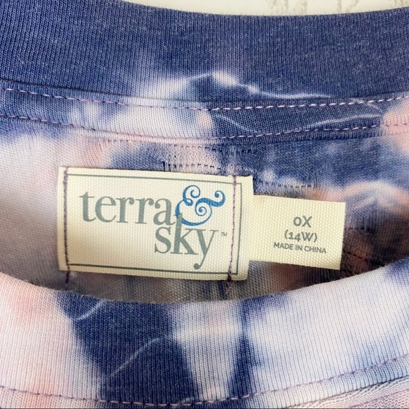 TERRA & SKY Tie Dye Textured Balloon Sleeve 14W - Picture 11 of 15
